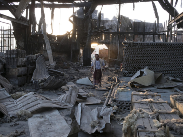 A man walks through the remains of a factory that was bombed twice in September outside of Sana, Yemen, Oct. 29, 2016. AmericaÕs link with Saudi Arabia is leaving its mark on war-torn Yemen, where Saudi-led bombings are ravaging the country, leaving a disastrous economy and a humanitarian crisis on the brink. (Tyler Hicks/The New York Times)