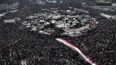 Thousands of Egyptian anti-government protesters gather in Tahrir Square to demonstrate against the current regime in Cairo on Feb. 8, 2011.  Egypt's revolt was buoyed on Tuesday by the broadcast of an emotional television interview with Wael Ghonim, a young Google executive, hours after his release from secret detention. (Ed Ou/The New York Times)